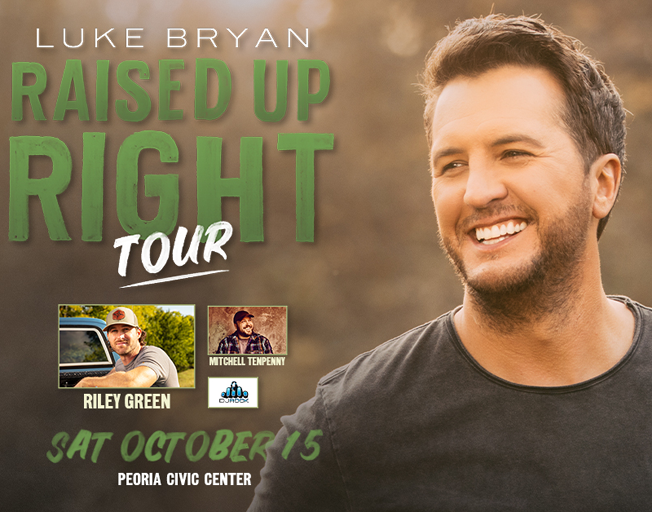 Luke Bryan is bringing his "Raised Up Right Tour" to the Peoria Civic Center!