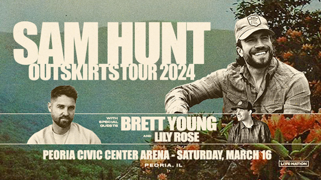 Sam Hunt Outskirts Tour 2024 at Peoria Civic Center March 16th
