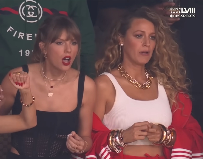 Taylor Swift and Blake Lively at Super Bowl 58
