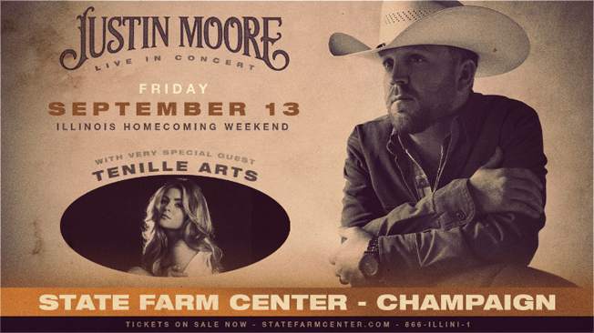 Justin Moore with Tenille Arts at State Farm Center in Champaign, IL Friday Sept 13th