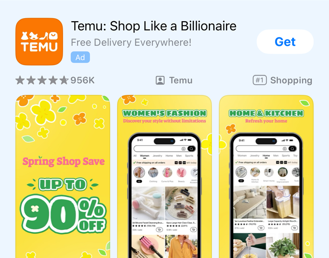 Temu app in App Store on iPhone