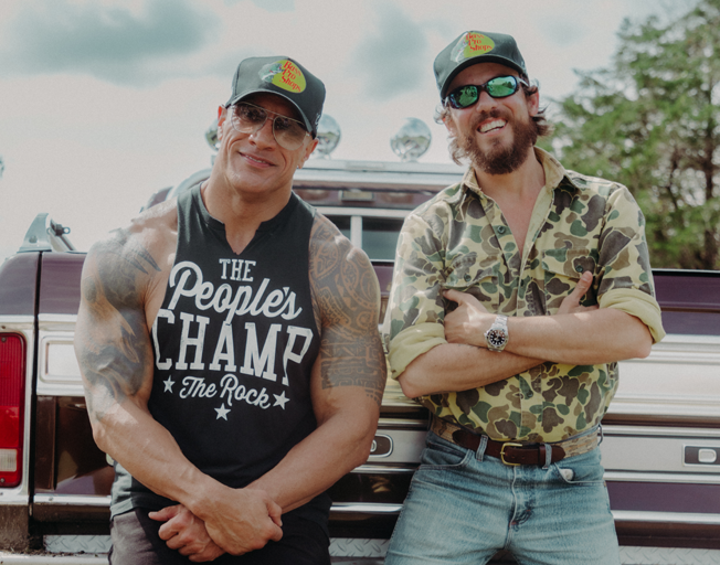 Dwayne "The Rock Johnson" and Chris Janson on the set of "Whatcha See Is Whatcha Get" music video.